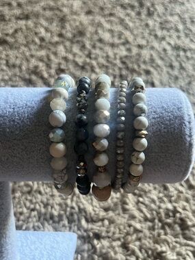 Slate Beaded Bracelet Set